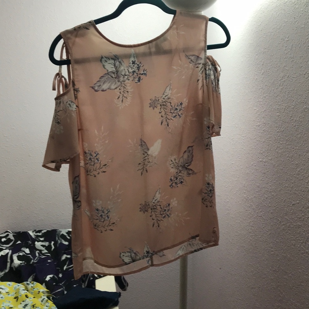 Pink open shoulder blouse